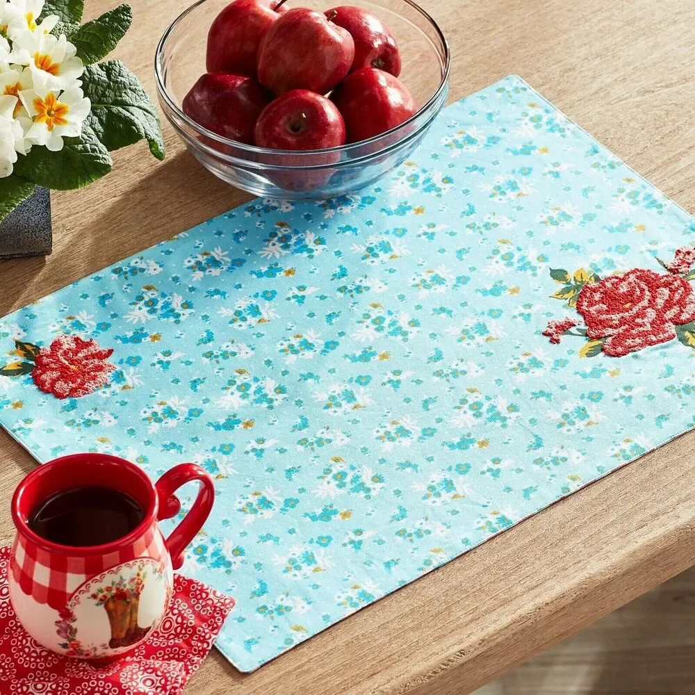 Pioneer Woman Sweet Rose Placemat 1-pc Farmhouse Country Reversible Cotton Gift